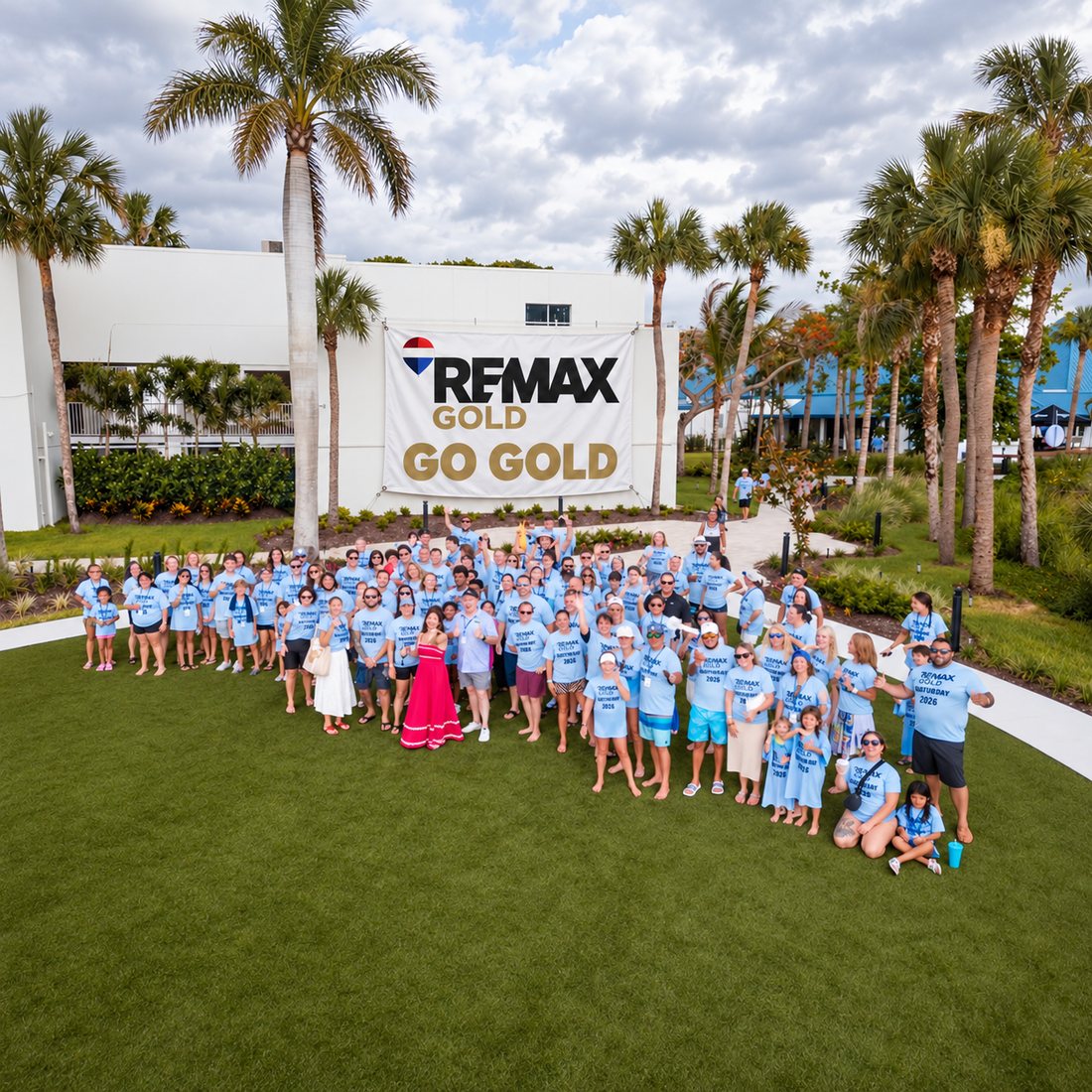 REMAX Gold agents and families gathered under the GO GOLD banner